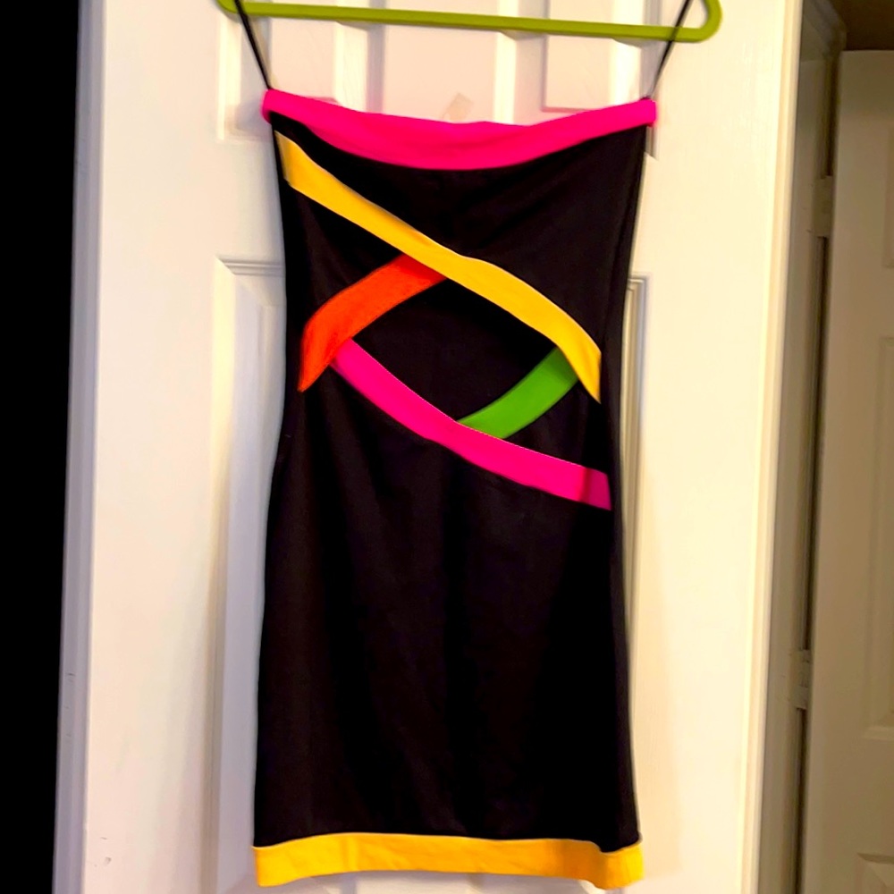 Mini candy black and white tube dress